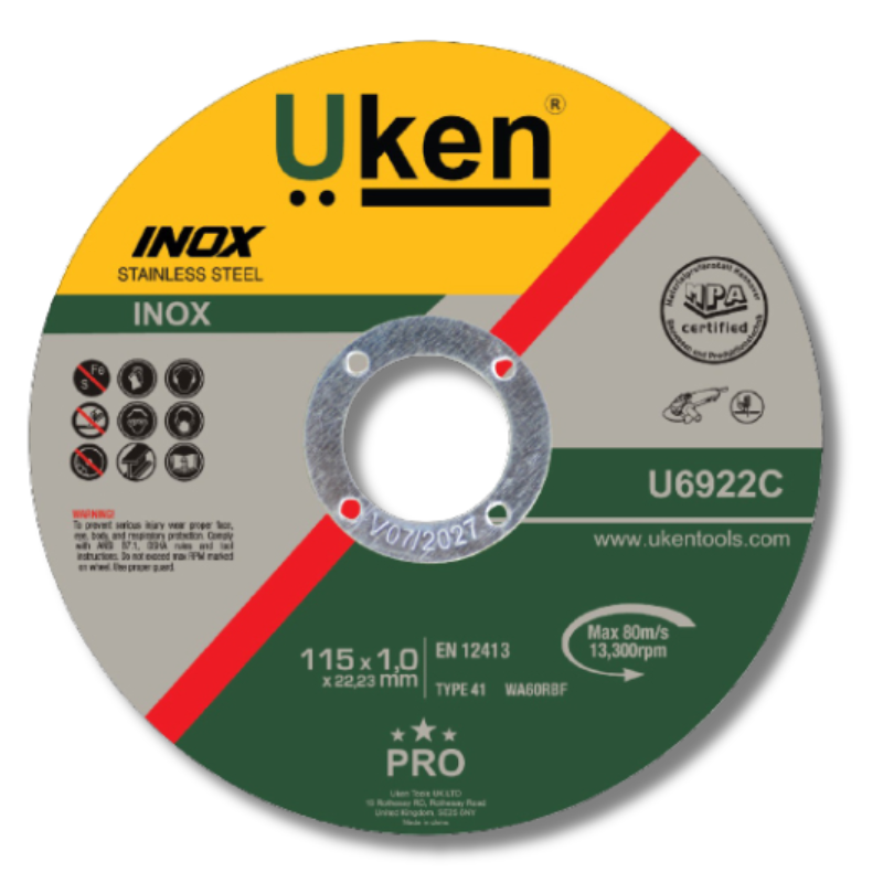 CUTTING DISC METAL/INOX 4.5" X 1MM UKEN