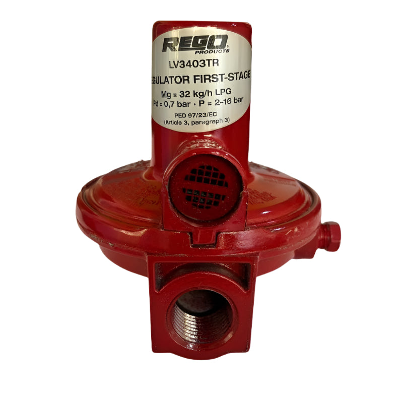LV3403TR REGULATOR 32KG/HR (1/4"F.NPT X 1/2" F.NPT) (690 MBAR) REGO USA