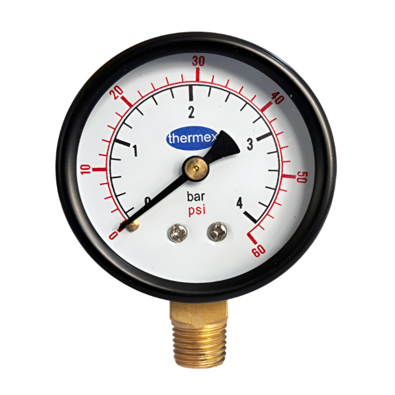 PRESSURE GAUGE (0-4BAR) 2" DIAL 1/4" M.NPT BOTTOM