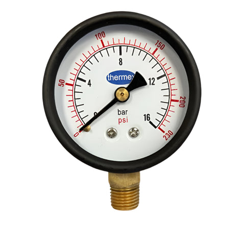 Pressure Gauge (0-16 BAR) 2" Dial 1/4" M.NPT Bottom Thermex